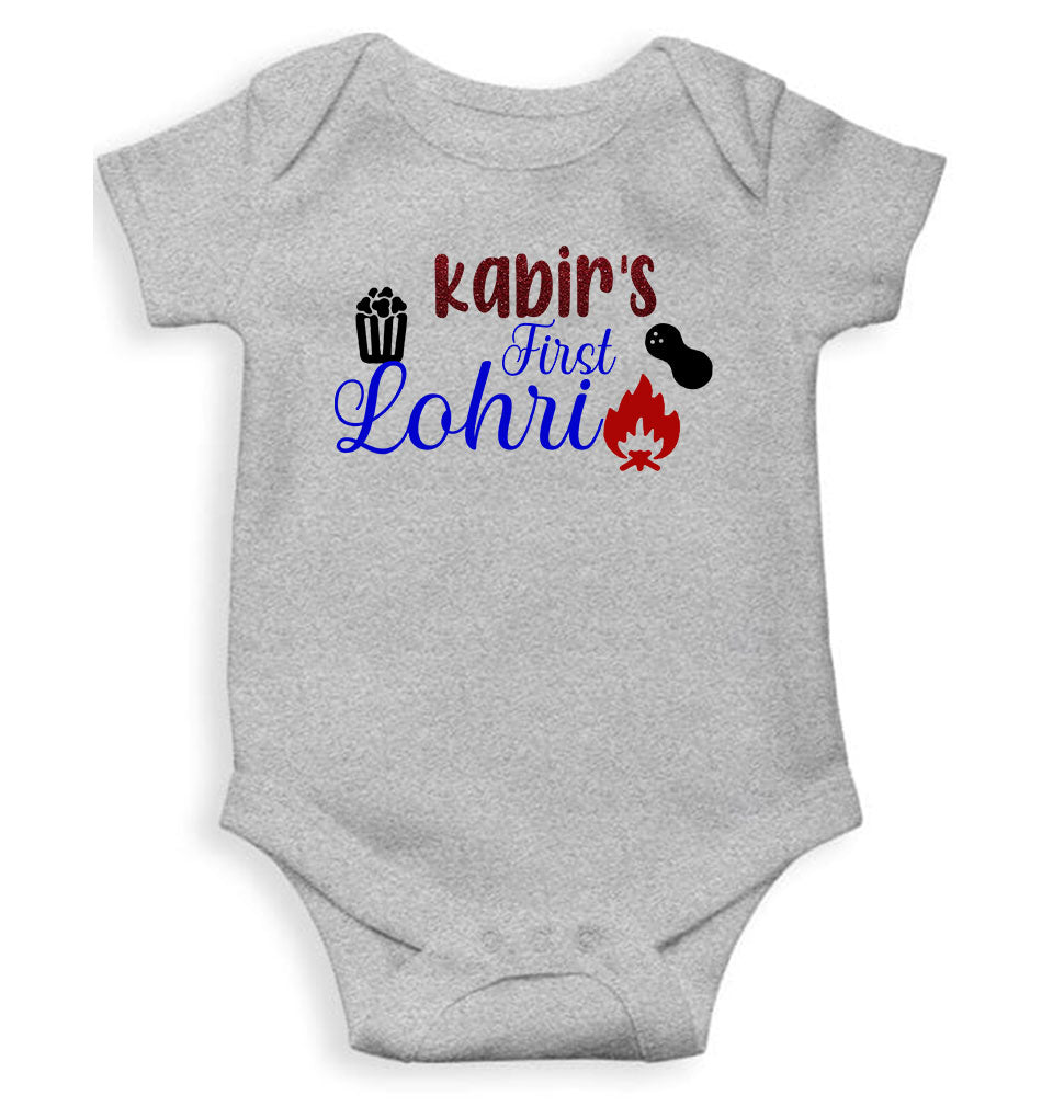 Custom Baby Name First Lohri Rompers for Baby Boy- FunkyTeesClub