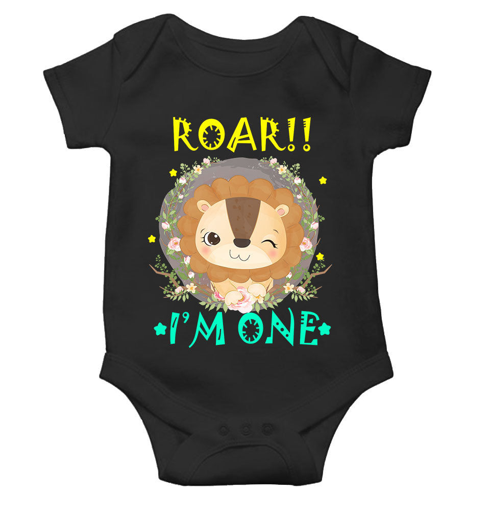 Roar I Am One First Birthday Rompers for Baby Girl- FunkyTeesClub