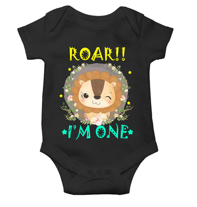 Roar I Am One First Birthday Rompers for Baby Girl- FunkyTeesClub