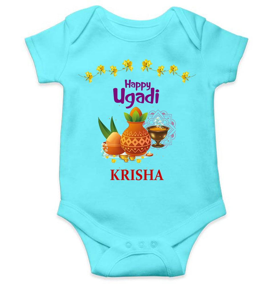 Custom Name Happy Ugadi Rompers for Baby Girl- FunkyTeesClub