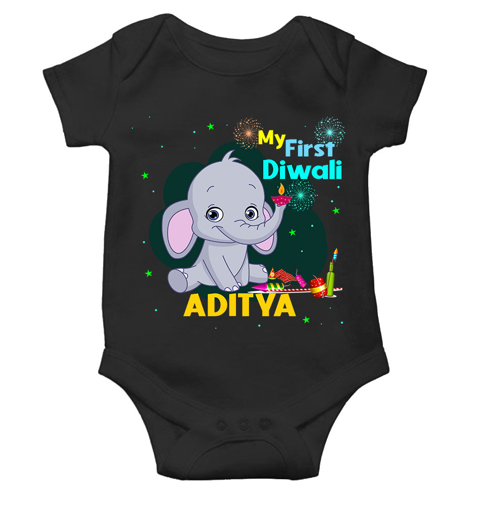 Custom Name My First Diwali Rompers for Baby Boy- FunkyTeesClub