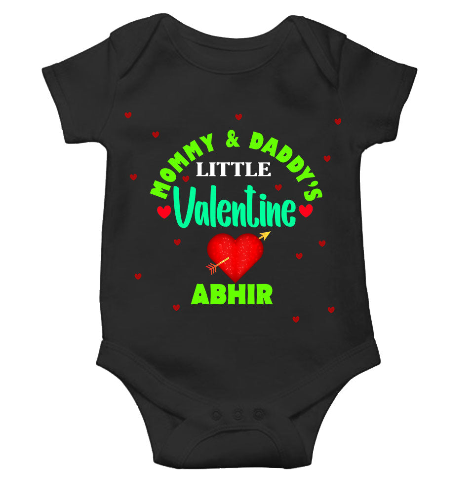 Custom Name Mommys And Daddys Little Valentine Rompers for Baby Boy- FunkyTeesClub