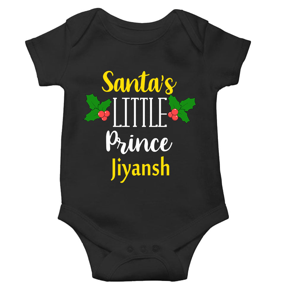 Customized Name Santas Little Prince Christmas Rompers for Baby Boy- FunkyTeesClub
