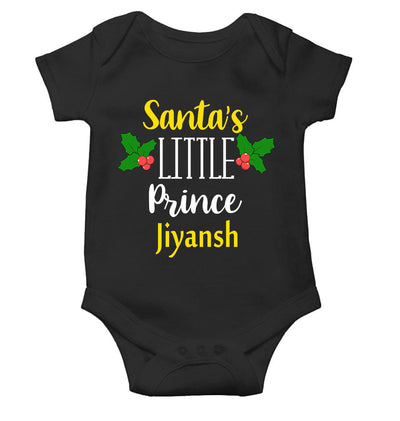 Customized Name Santas Little Prince Christmas Rompers for Baby Boy- FunkyTeesClub