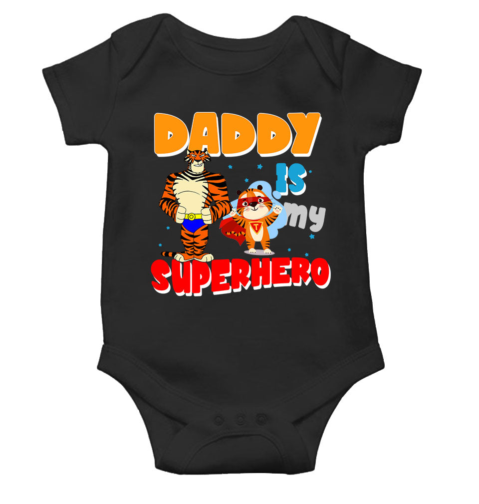 Superhero Dad Cartoon Rompers for Baby Boy- FunkyTeesClub