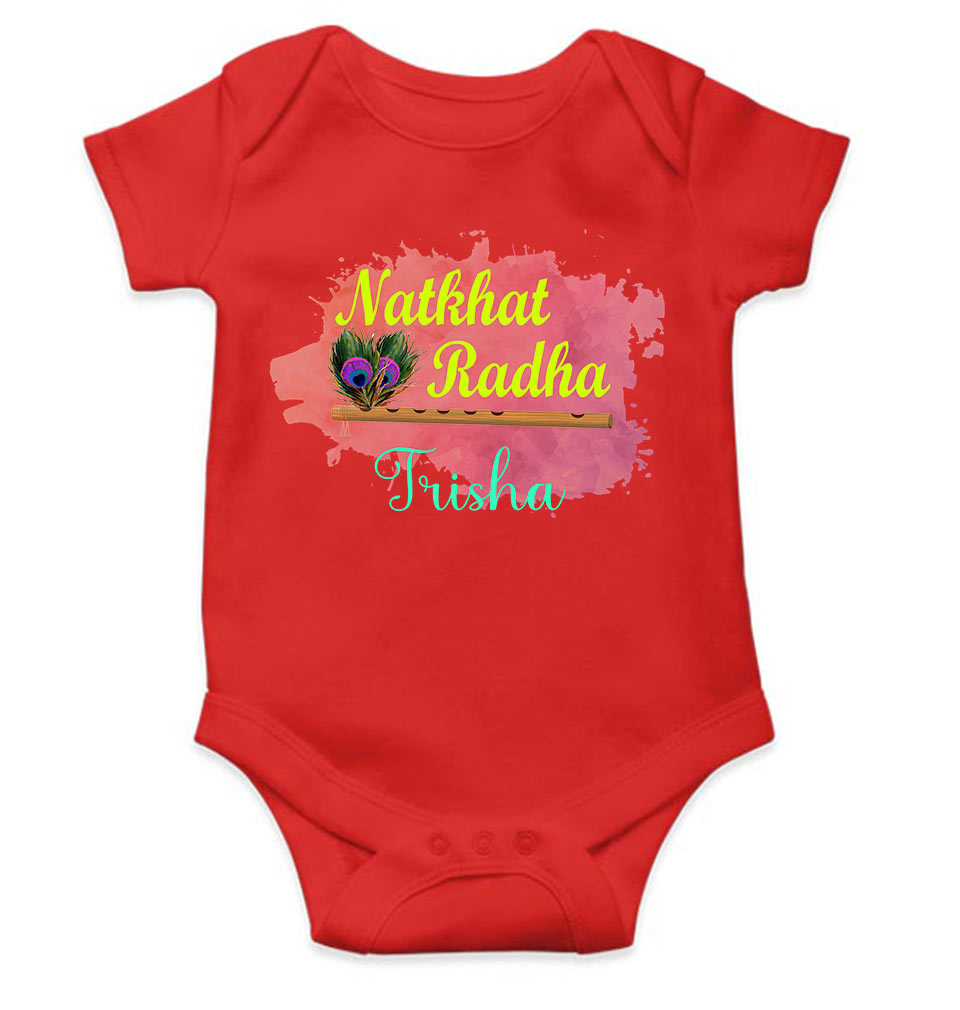 Custom Name Natkhat Radha Janmashtami Rompers for Baby Girl- FunkyTeesClub