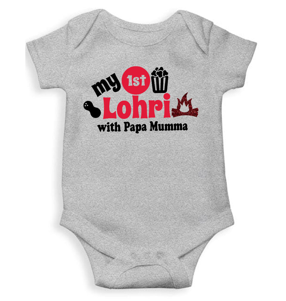 First Lohri With Papa Mumma Rompers for Baby Girl- FunkyTeesClub