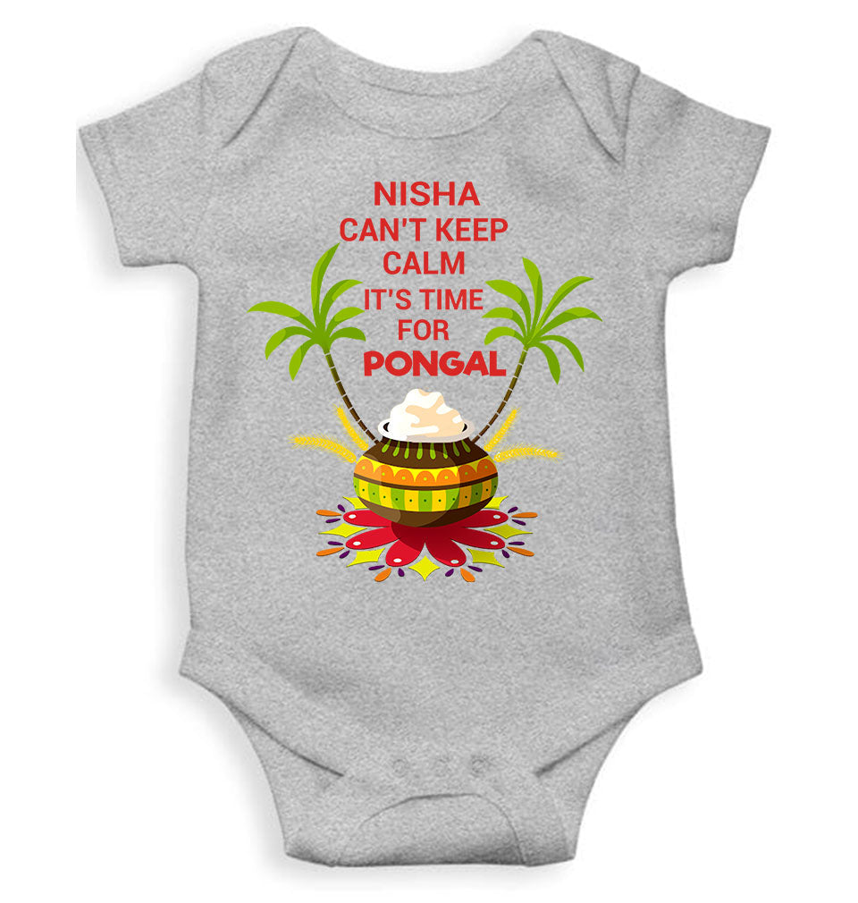 Custom Name Cant Keep Calm Its Time For Pongal Rompers for Baby Girl- FunkyTeesClub
