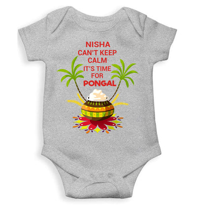 Custom Name Cant Keep Calm Its Time For Pongal Rompers for Baby Girl- FunkyTeesClub