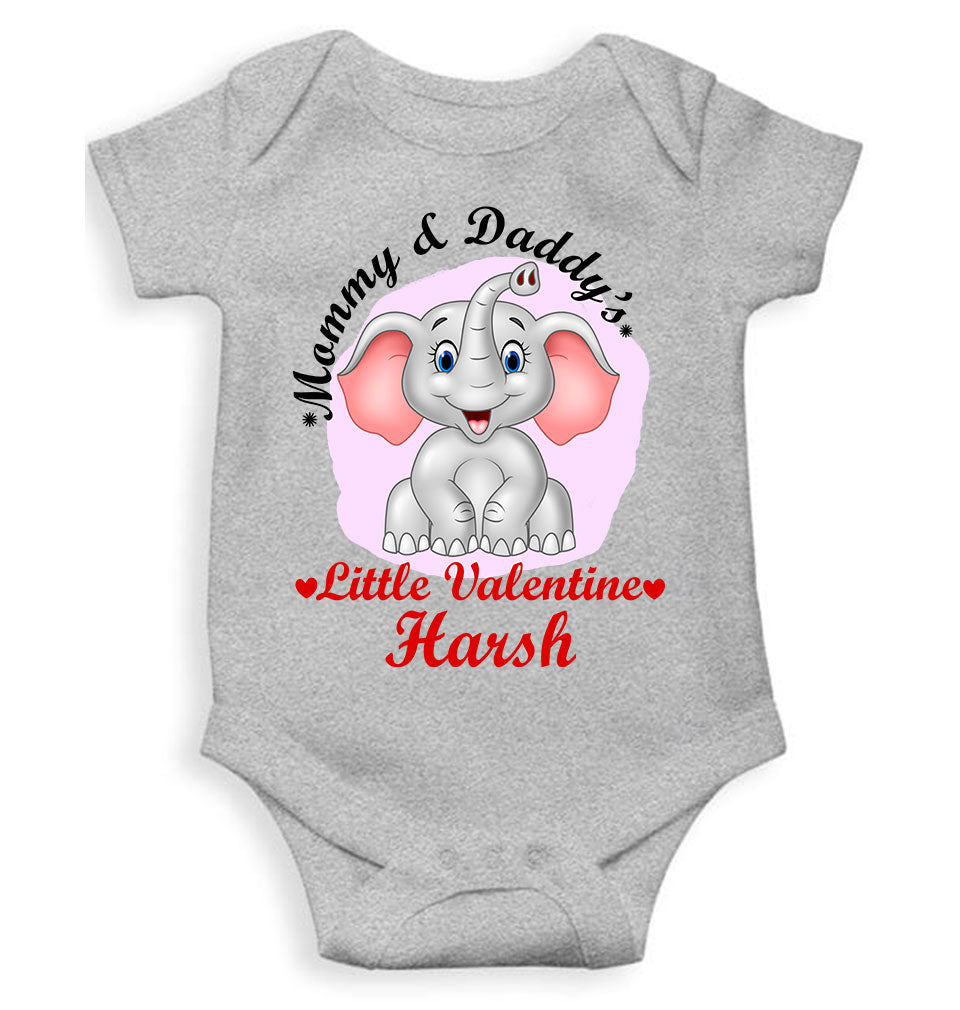 Custom Name Mommy And Daddys Little Valentine Rompers for Baby Boy- FunkyTeesClub