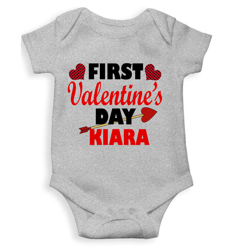 Custom Name First Valentine Rompers for Baby Girl- FunkyTeesClub
