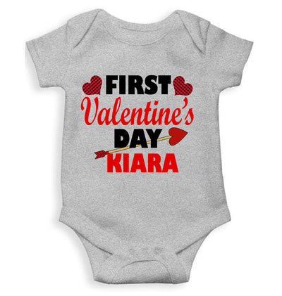 Custom Name First Valentine Rompers for Baby Girl- FunkyTeesClub
