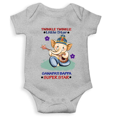 Twinkle Twinkle Little Star Ganpati Bappa Superstar Ganesh Chaturthi Rompers for Baby Boy- FunkyTeesClub