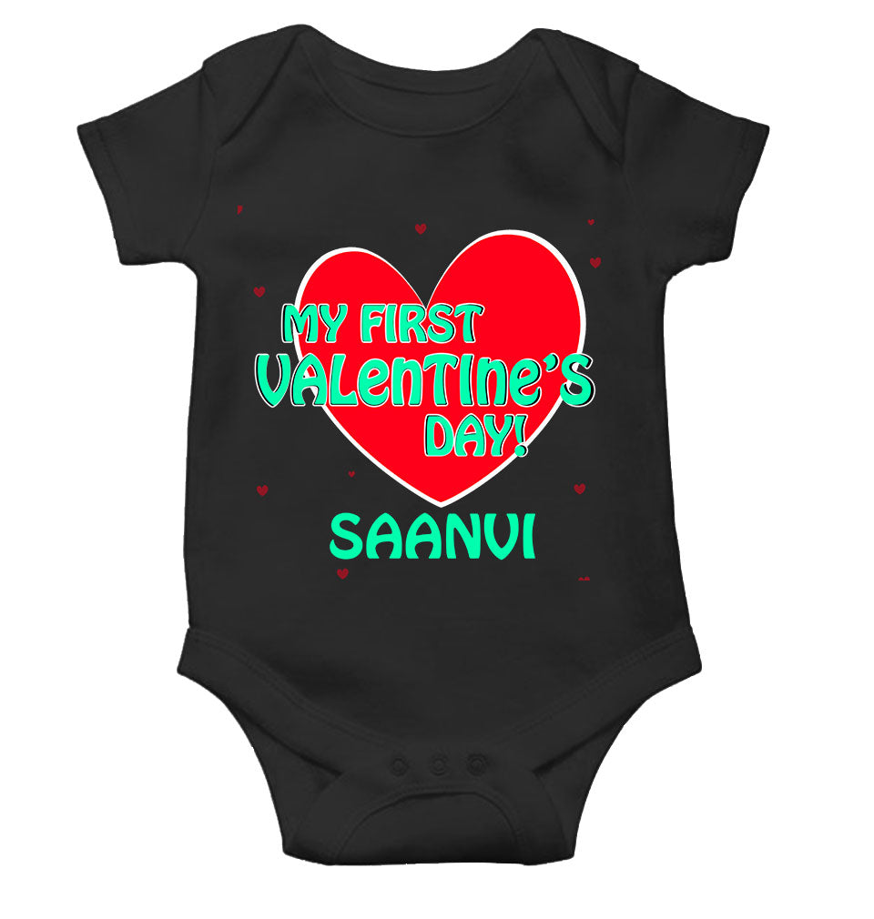 Custom Name 1st Valentine Rompers for Baby Girl- FunkyTeesClub