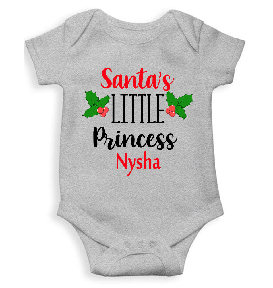 Customized Name Santas Little Princess Christmas Rompers for Baby Girl- FunkyTeesClub