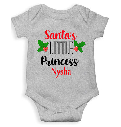 Customized Name Santas Little Princess Christmas Rompers for Baby Girl- FunkyTeesClub