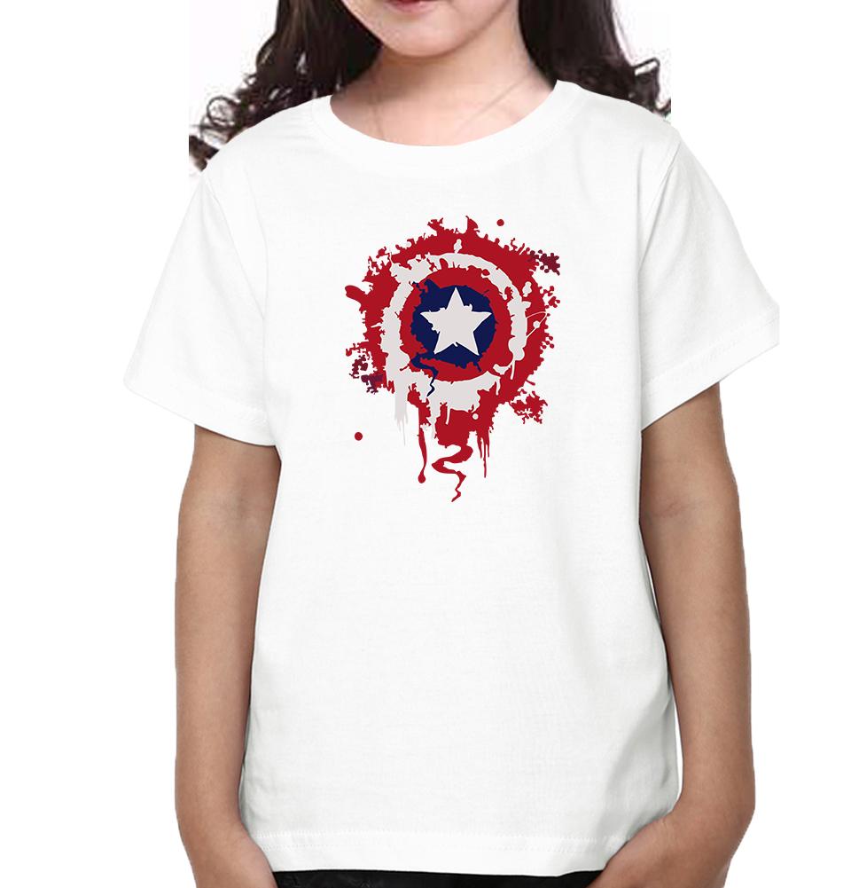 Captain America Shield Half Sleeves T-Shirt For Girls -FunkyTeesClub