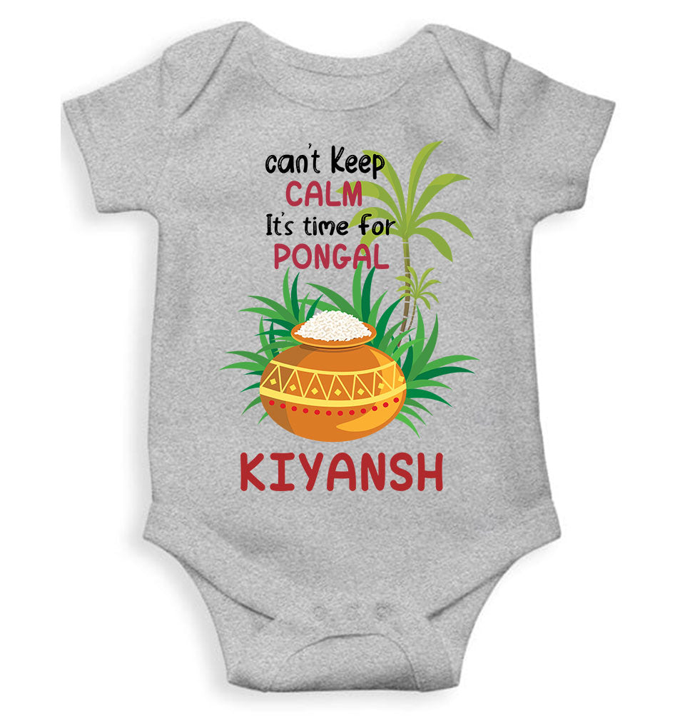 Custom Name Time For Pongal Rompers for Baby Boy- FunkyTeesClub