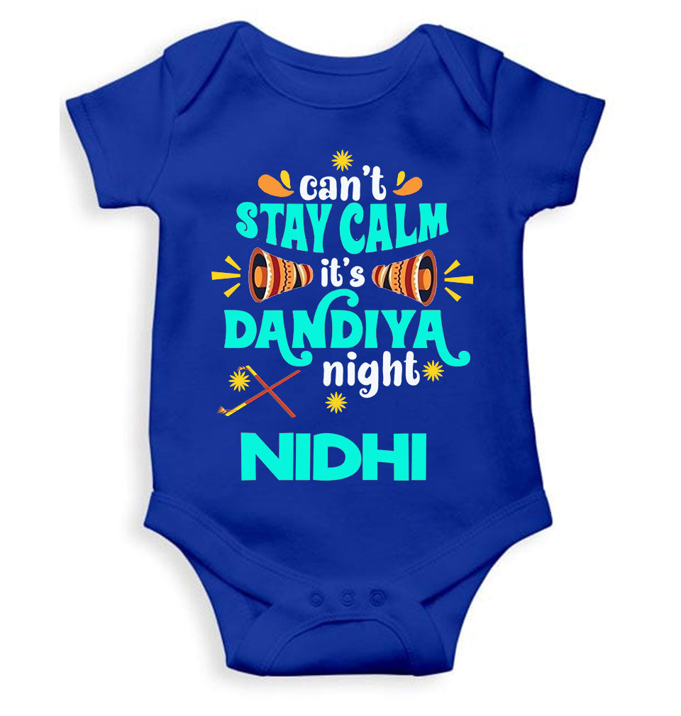 Custom Name Cant Stay Calm It Is Dandiya Night Navratri Rompers for Baby Girl- FunkyTeesClub