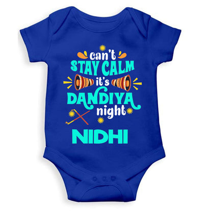 Custom Name Cant Stay Calm It Is Dandiya Night Navratri Rompers for Baby Girl- FunkyTeesClub