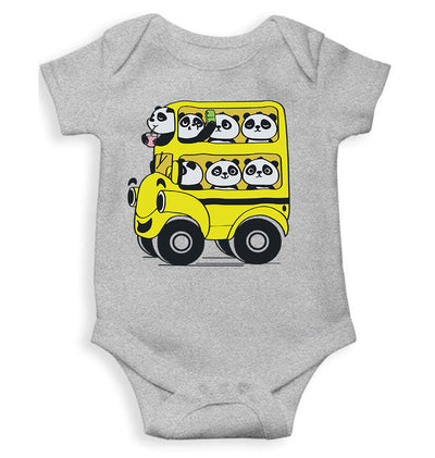 Panda Yellow Bus Cartoon Rompers for Baby Girl- FunkyTeesClub