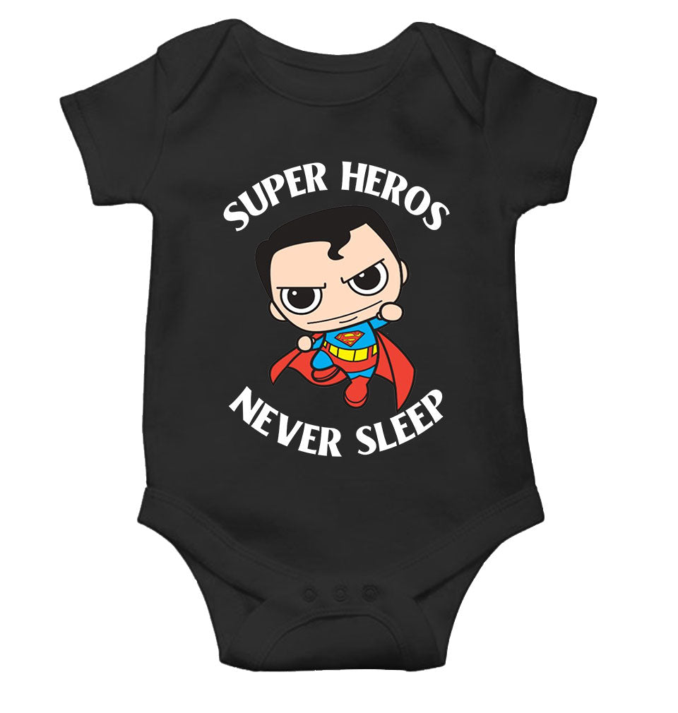 Super Heros Never Sleeps Rompers for Baby Girl- FunkyTeesClub