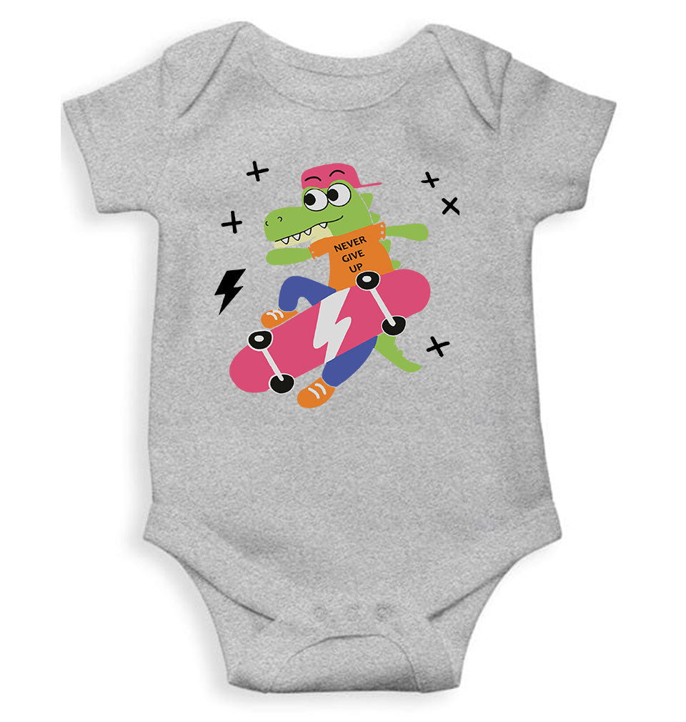 Skateboard Crocodile Cartoon Rompers for Baby Girl- FunkyTeesClub