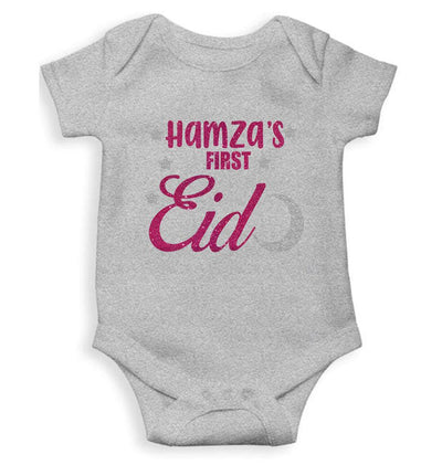 1st Eid Custom Name Rompers for Baby Boy- FunkyTeesClub