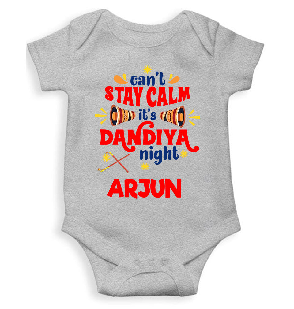 Custom Name Cant Stay Calm It Is Dandiya Night Navratri Rompers for Baby Boy- FunkyTeesClub