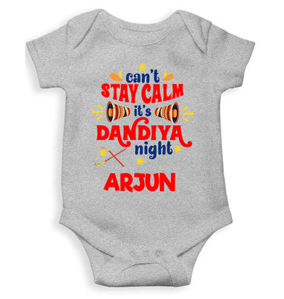 Custom Name Cant Stay Calm It Is Dandiya Night Navratri Rompers for Baby Boy- FunkyTeesClub