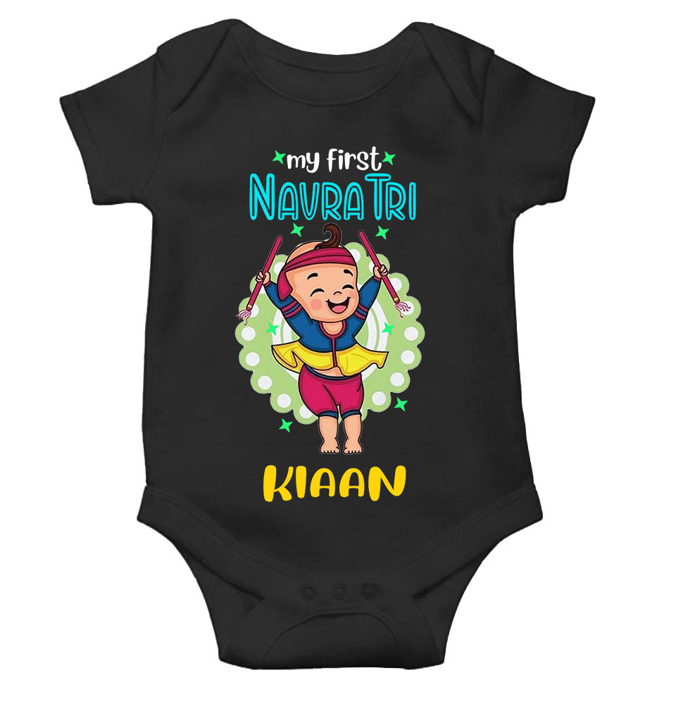 Custom Name My First Navratri Rompers for Baby Boy- FunkyTeesClub