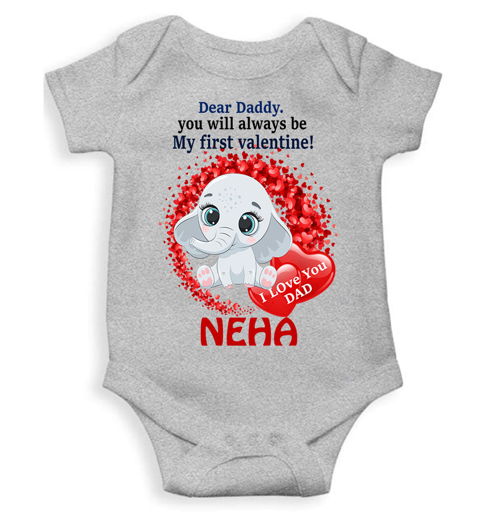 Custom Name Daddy Always Be My First Valentine Rompers for Baby Girl- FunkyTeesClub