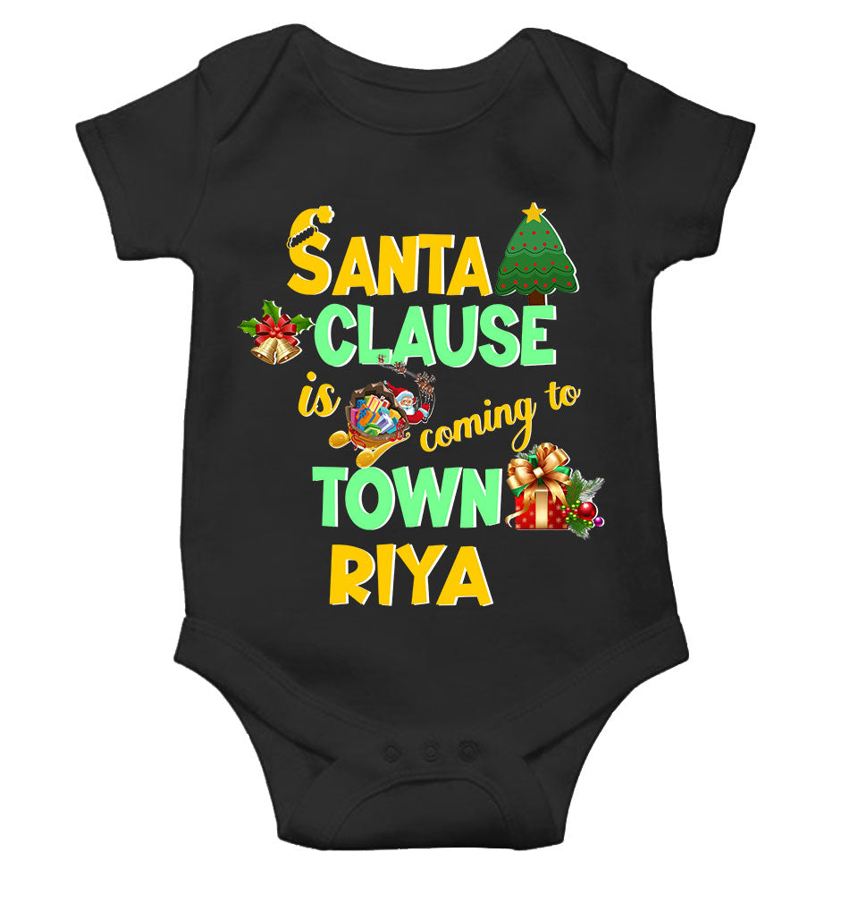 Custom Name Santa Clause Is Coming To Town Christmas Rompers for Baby Girl- FunkyTeesClub