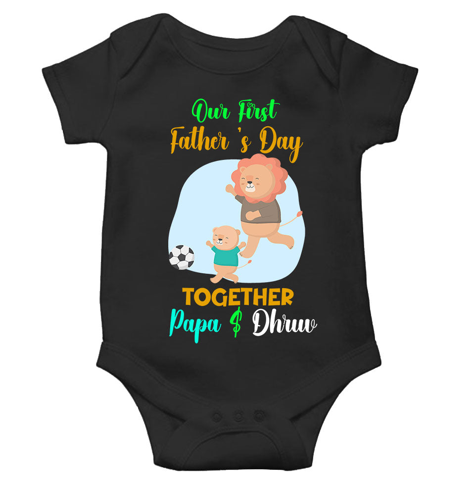 Custom Name Our First Father Day Rompers for Baby Boy- FunkyTeesClub