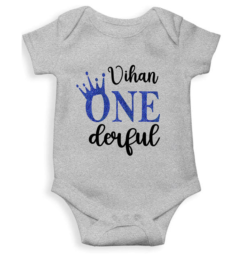Custom Name First Birthday Rompers for Baby Boy- FunkyTeesClub