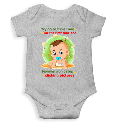 Baby Eating Food Rompers for Baby Girl- FunkyTeesClub
