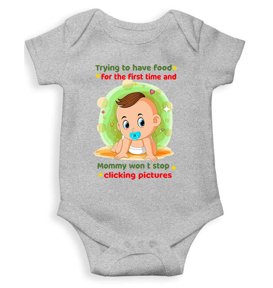 Baby Eating Food Rompers for Baby Girl- FunkyTeesClub