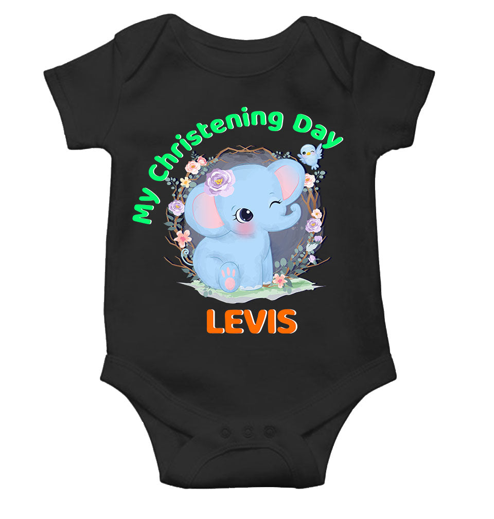 Custom Name Christening Day Baptism Rompers for Baby Boy- FunkyTeesClub
