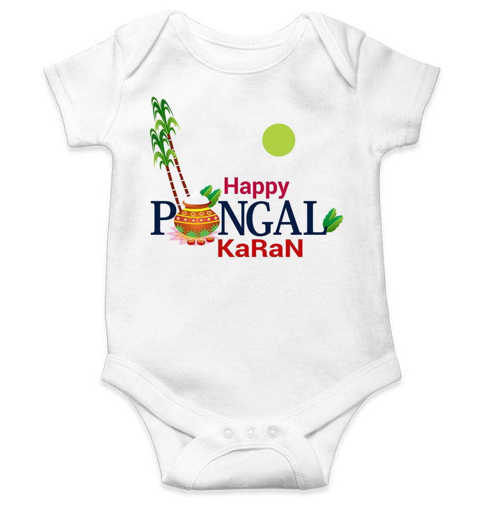 Custom Name Happy Pongal Rompers for Baby Boy- FunkyTeesClub