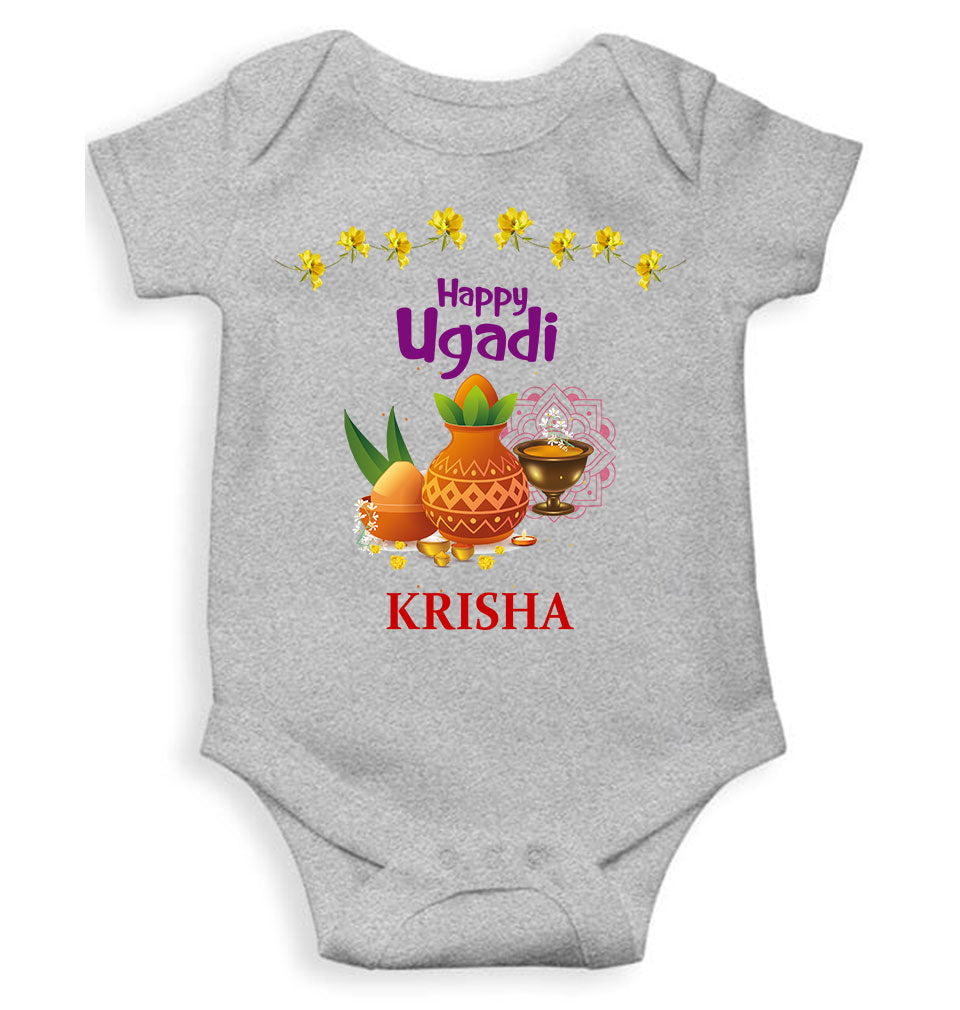 Custom Name Happy Ugadi Rompers for Baby Girl- FunkyTeesClub
