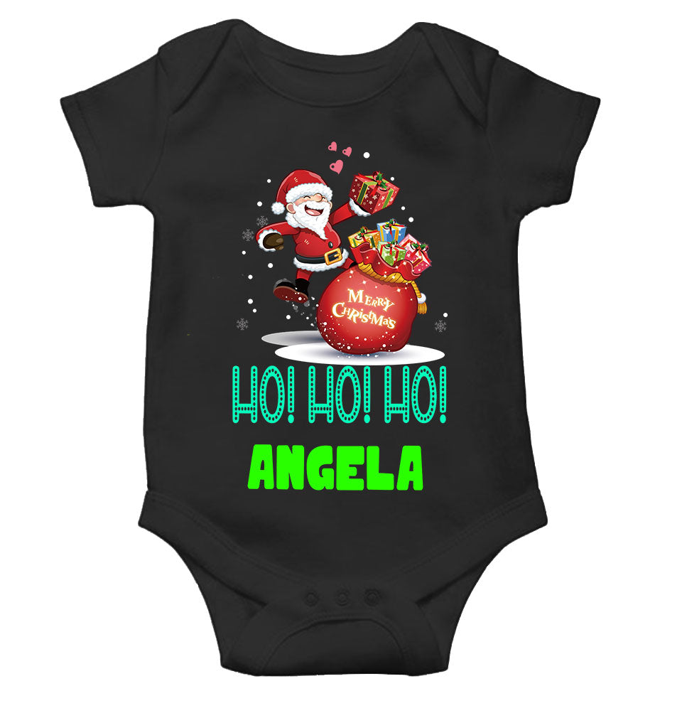Customized Name Ho! Ho! Ho! Christmas Rompers for Baby Girl- FunkyTeesClub