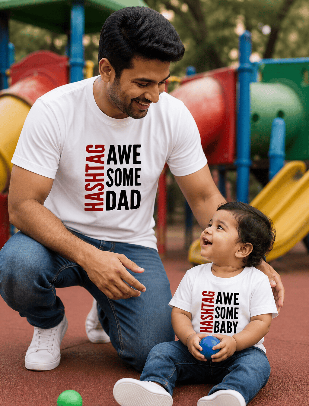 Hashtag Awesome Baby  Hashtag Awesome Dad Father and Son Matching T-Shirt- FunkyTeesClub