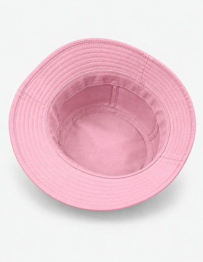 A light pink bucket hat shown from a top-down view on a clean white background.