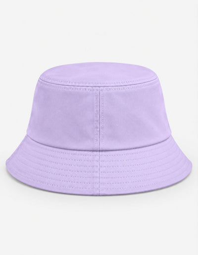 A light purple bucket hat with a structured crown and stitched brim, shown against a plain white background.