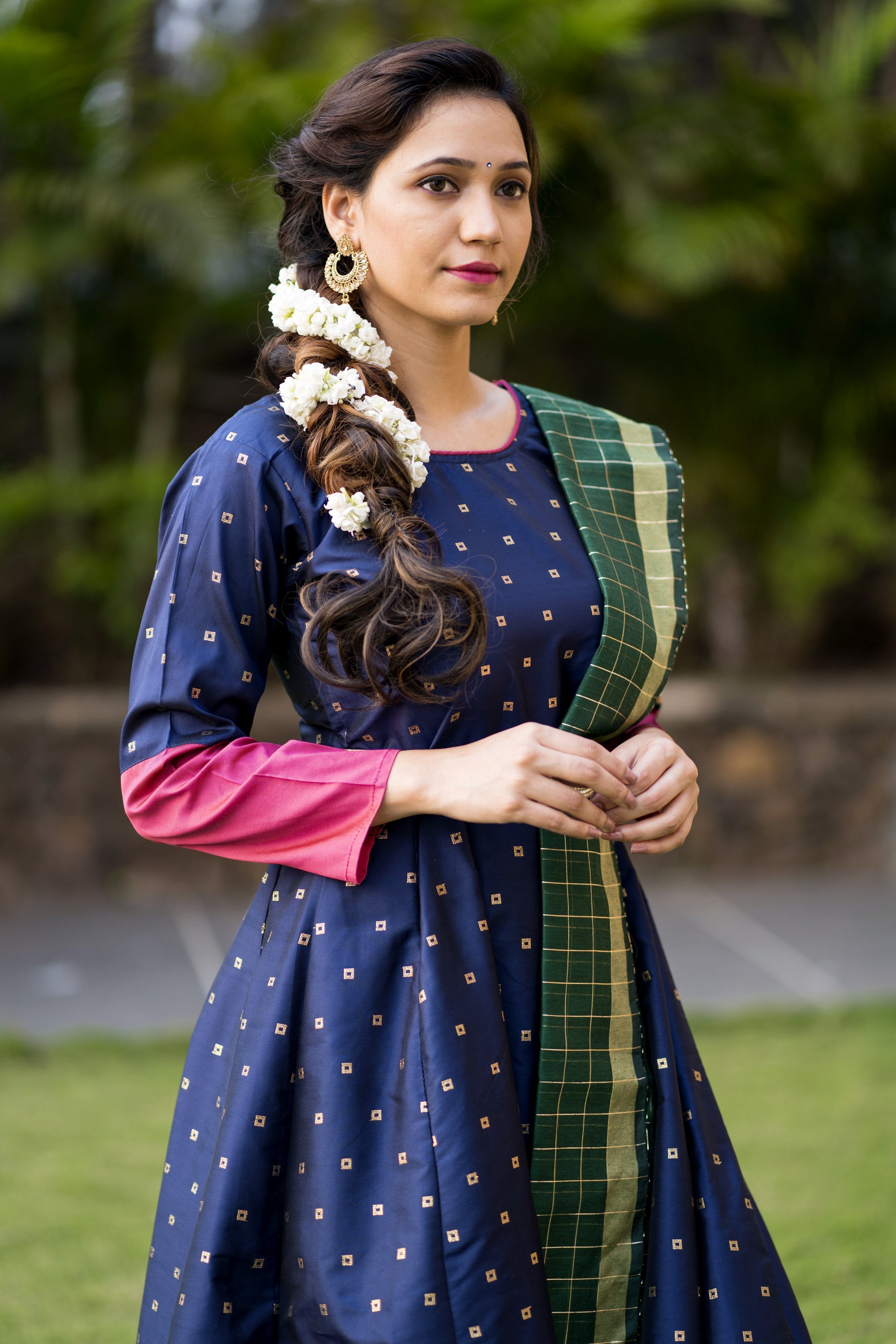 Adorable Designer Wear Blue Satin Silk Anarkali Gown With Silk Chanderi Dupatta- FunkyTeesClub
