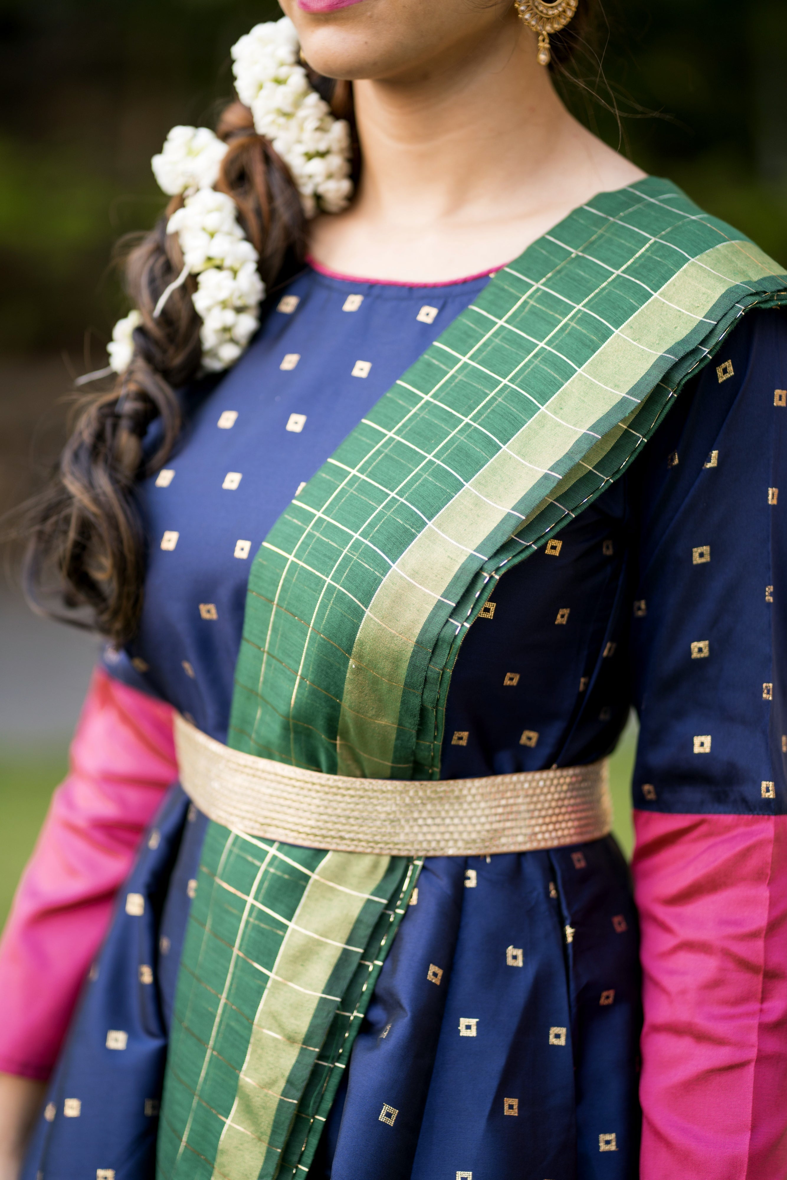 Adorable Designer Wear Blue Satin Silk Anarkali Gown With Silk Chanderi Dupatta- FunkyTeesClub