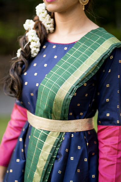 Adorable Designer Wear Blue Satin Silk Anarkali Gown With Silk Chanderi Dupatta- FunkyTeesClub