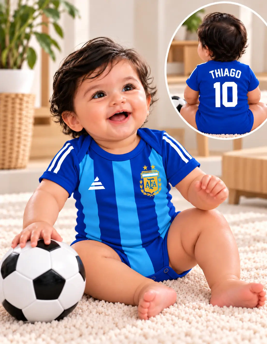 Argentina football royal blue romper