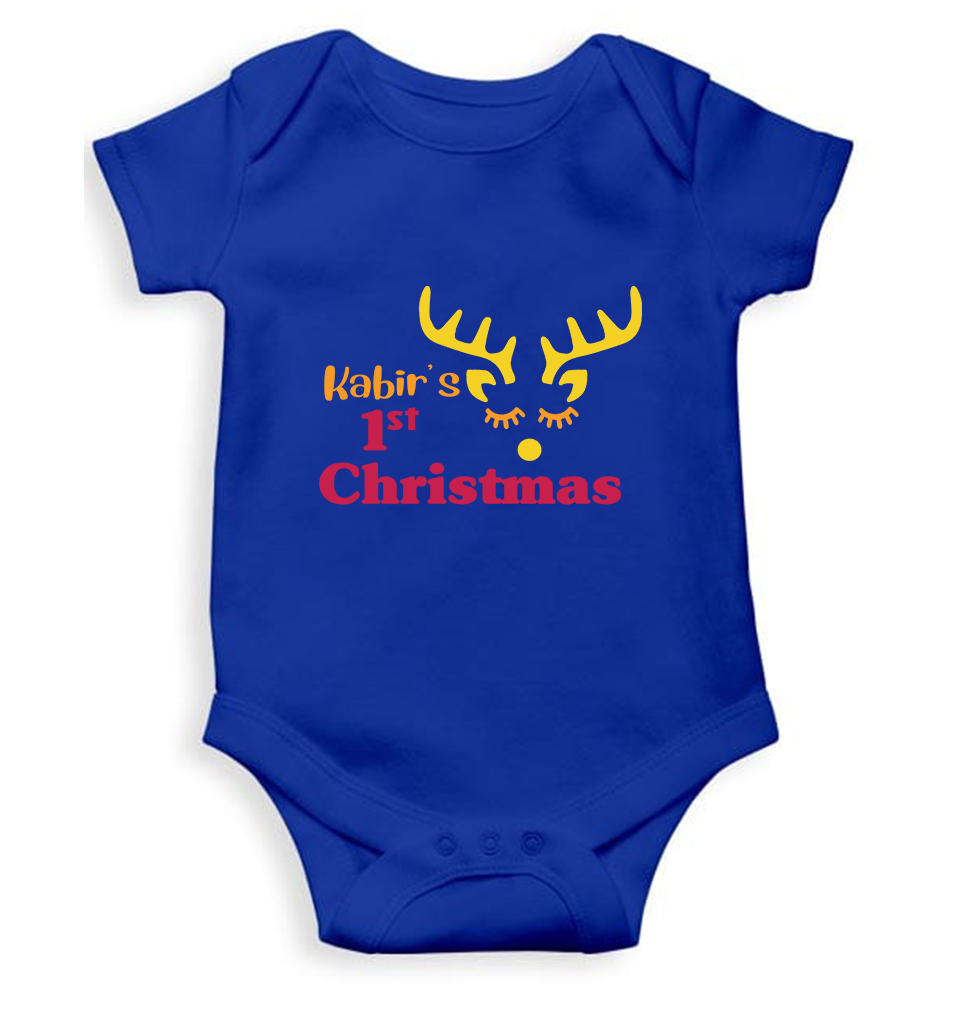 Customized Name First Christmas Rompers for Baby Boy- FunkyTeesClub