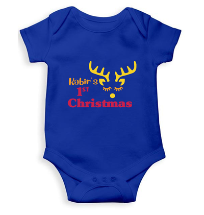 Customized Name First Christmas Rompers for Baby Boy- FunkyTeesClub